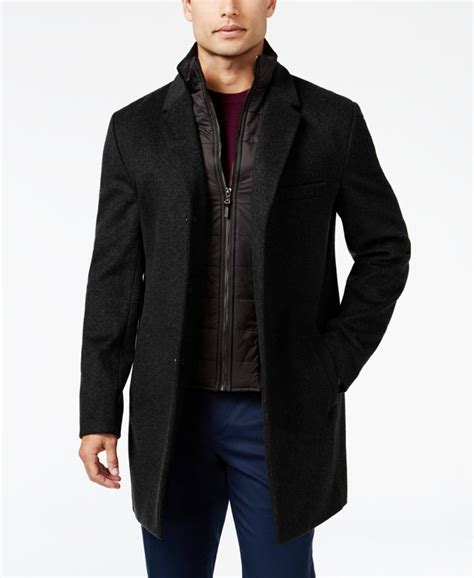 michael kors men's water-resistant overcoat with zip-out liner stores|Michael Kors overcoat.